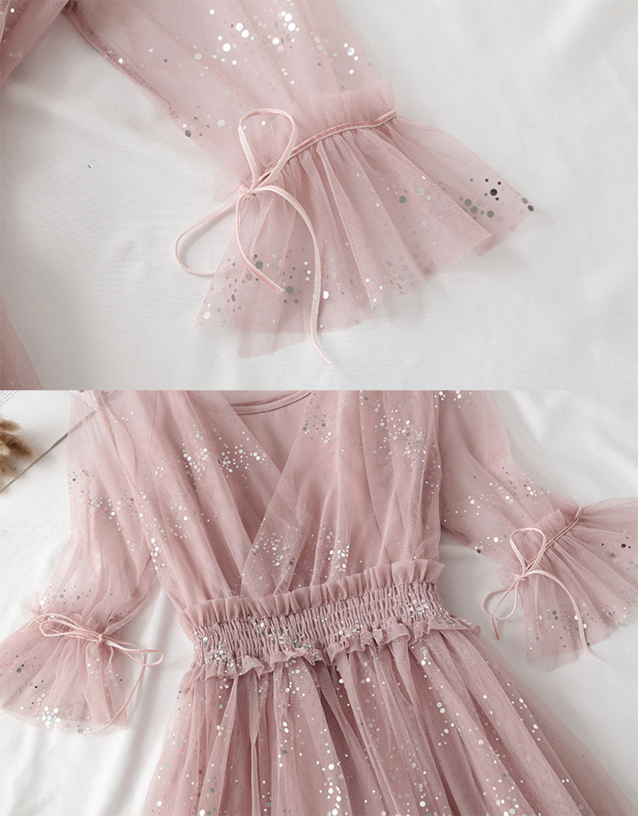 A Line Two Pieces Tulle Dress With Sequins P336