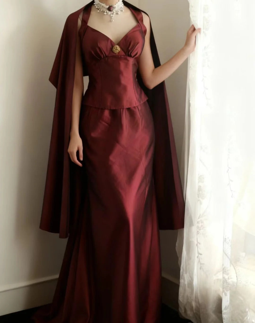 Vintage Burgundy Halter Neck Mermaid Satin Long Prom Dress Evening Dre PreppyDress Vintage Burgundy Halter Neck Mermaid Satin Long Prom Dress Evening Dre PreppyDress