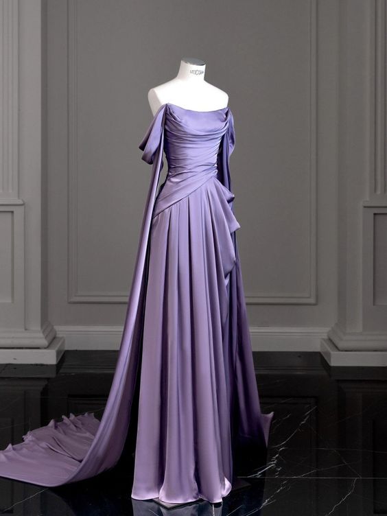 Simple A line Strapless Sleeveless Satin Lilac Prom Dresses Long Prom PreppyDress Simple A line Strapless Sleeveless Satin Lilac Prom Dresses Long Prom PreppyDress