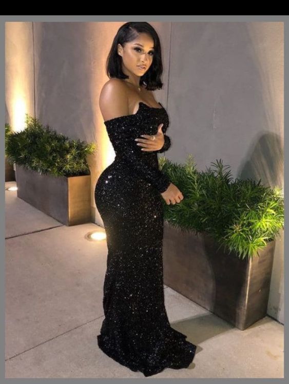 Sexy Mermaid Black Girl Sequin Prom Dresses 22th Birthday Outfits With PreppyDress Sexy Mermaid Black Girl Sequin Prom Dresses 22th Birthday Outfits With PreppyDress