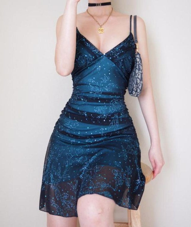 Beauty Homecoming Dress Blue Spaghetti Straps Cocktail Dress Short Birthday Dress P4924
