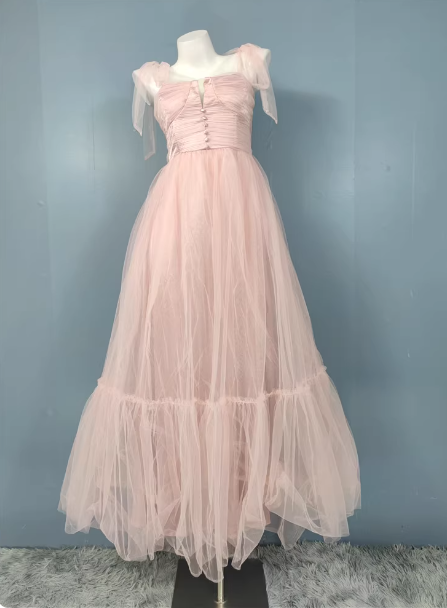 Süßes grünes A-Linien Tüll langes Ballkleid Abendkleid Brautjungfernkleid P4499