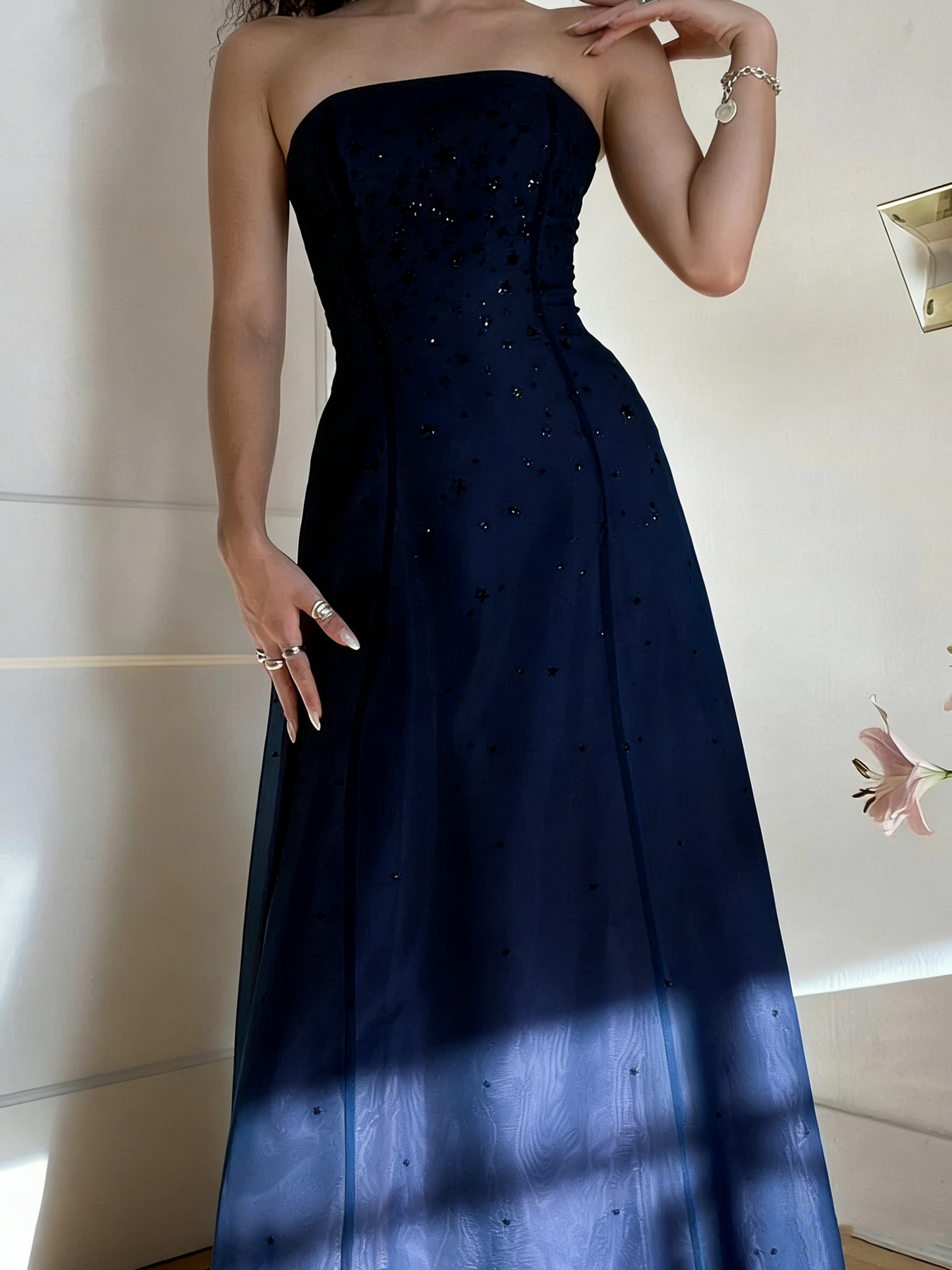 Modest A Line Strapless Burgundy Tulle Beads Long Party Dress Prom Dresses P2342