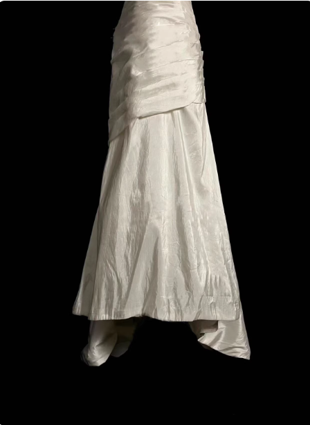 Vintage Elfenbein Meerjungfrau Trägerlos Gerafft Satin Langes Ballkleid Abendkleid P4506
