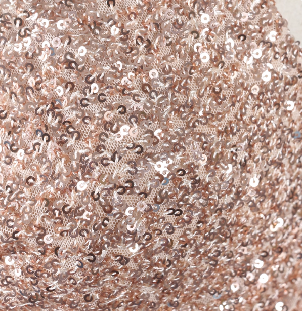 Glänzendes Abendkleid aus Pailletten in Roségold, Meerjungfrauen-Stil, Spaghettiträger, V-Ausschnitt, mit Schlitz, langes Ballkleid P4522