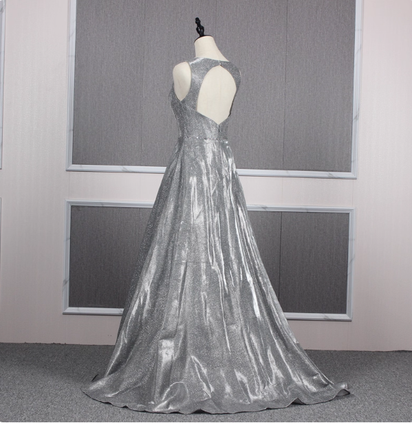 Gorgeous Royal Blue A-line V-neck Backless Satin Train Prom Dress Evening Dress P4557