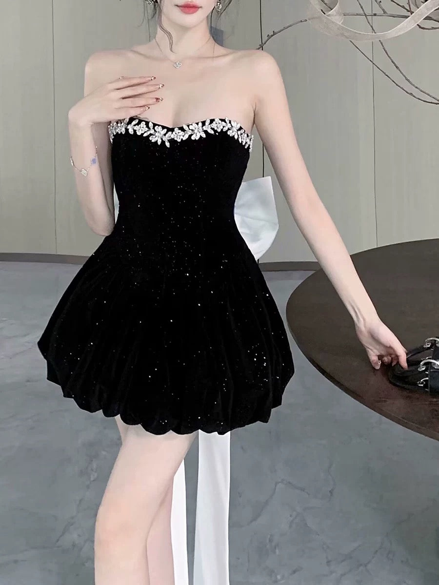 cute a line black strapless homecoming dress 18th birthday outfits P21 PreppyDress cute a line black strapless homecoming dress 18th birthday outfits P21 PreppyDress
