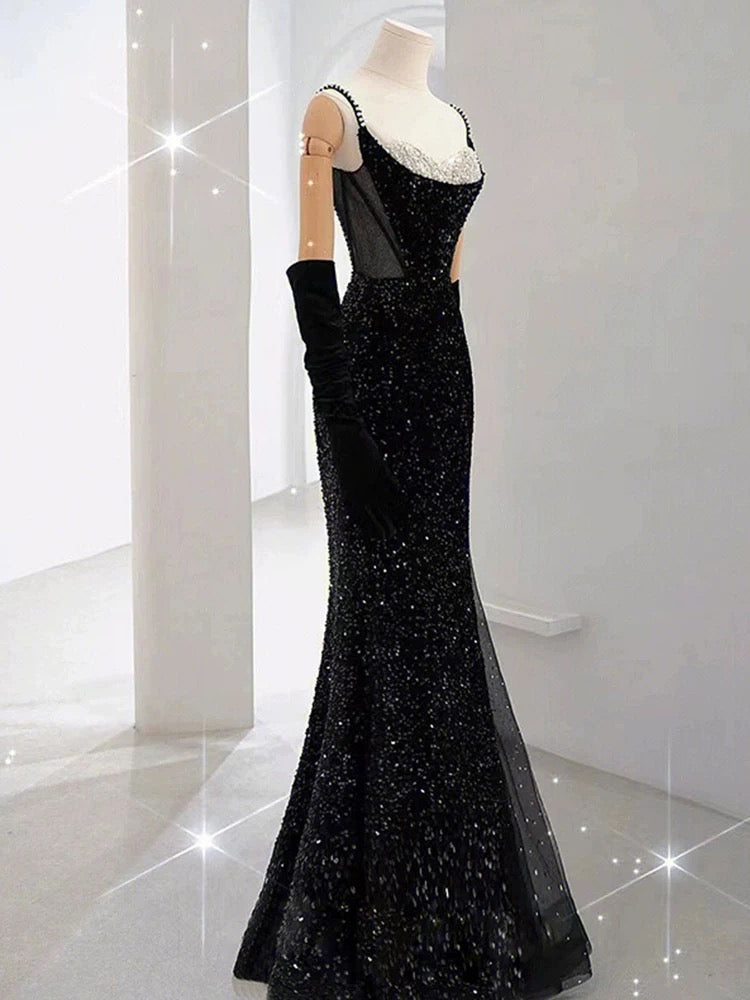 Beautiful Mermaid Straps Slit Burgundy Long Prom Dress P1366