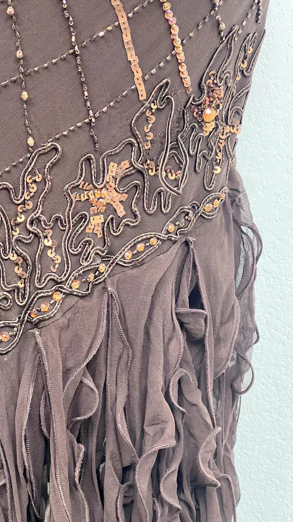 Pretty A Line Spaghetti Straps Chiffon Prom Dresses With Beads Long Evening Gowns P2307