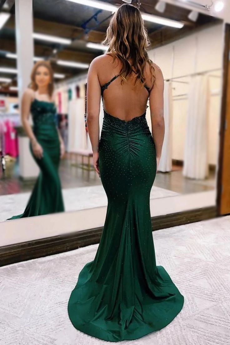 Mermaid Emerald Green Prom Dress Long Prom Dresses P1063 AS PHOTO US2