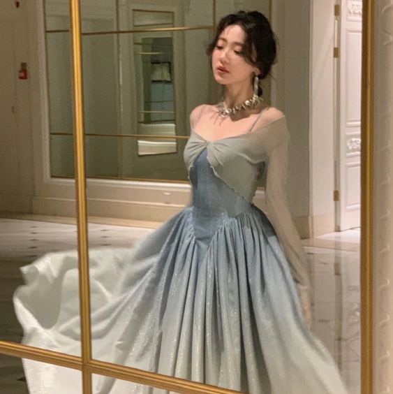 A line Straps Sequin Prom Dresses Formal Evening Dress P1101