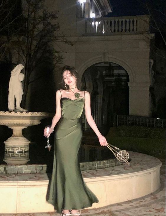 Mermaid Straps Satin Green Prom Dresses Formal Evening Dress P1102 PreppyDress Mermaid Straps Satin Green Prom Dresses Formal Evening Dress P1102 PreppyDress