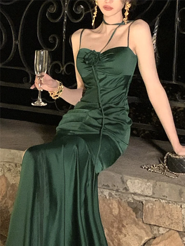Elegant Mermaid Straps Satin Olive Green Prom Dresses Formal Evening D PreppyDress Elegant Mermaid Straps Satin Olive Green Prom Dresses Formal Evening D PreppyDress