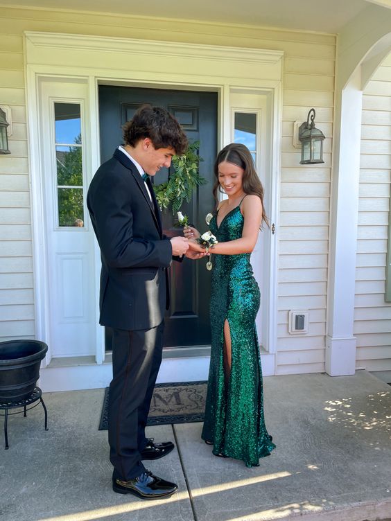 Mermaid Straps Floor Length Sleeveless Dark Green Slit Prom Dress P115 PreppyDress Mermaid Straps Floor Length Sleeveless Dark Green Slit Prom Dress P115 PreppyDress