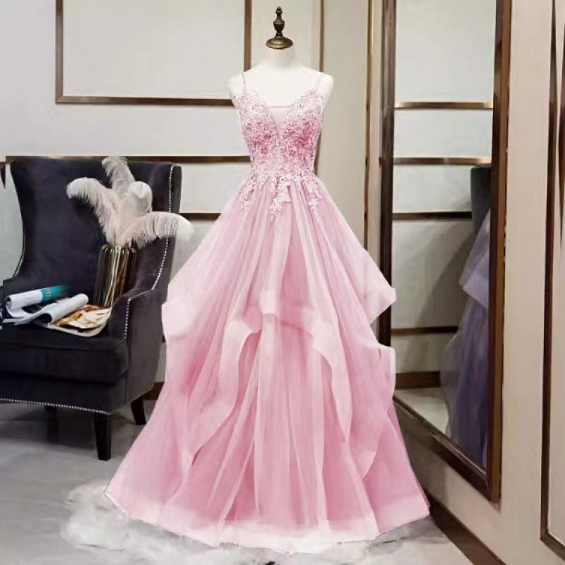 Robe de bal longue sans manches en dentelle pour le bal de promo P1174