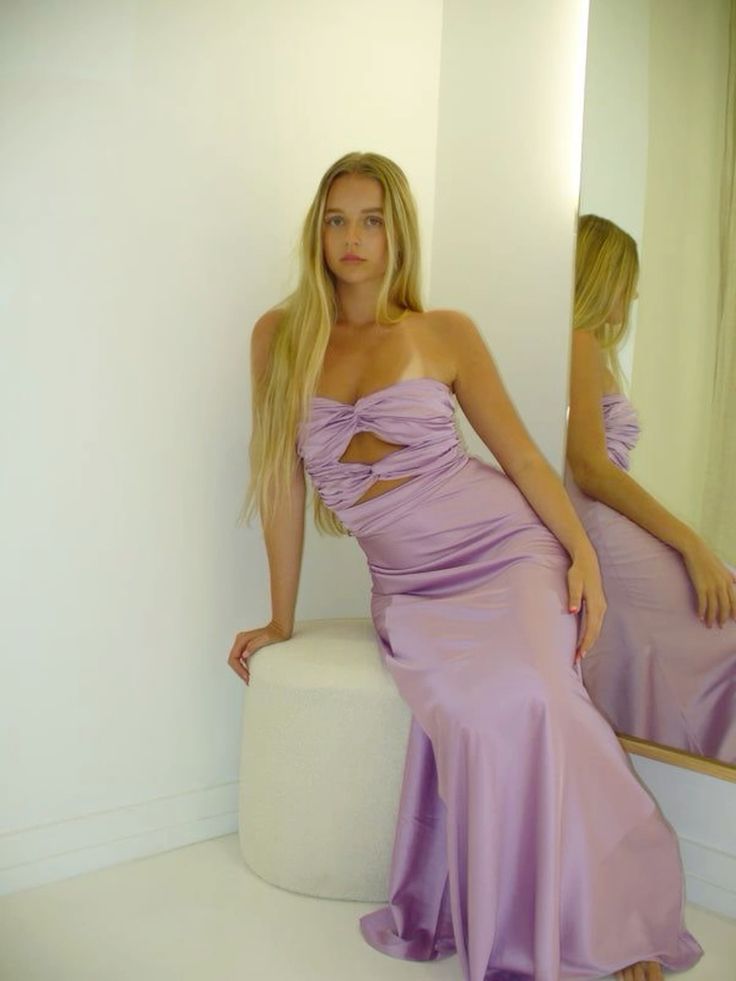 Mermaid Strapless Lilac Floor Length Sleeveless Prom Dress P1186