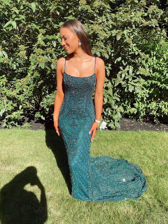 Vintage Mermaid Floor Length Sleeveless Green Beaded Prom Dress P1194 PreppyDress Vintage Mermaid Floor Length Sleeveless Green Beaded Prom Dress P1194 PreppyDress