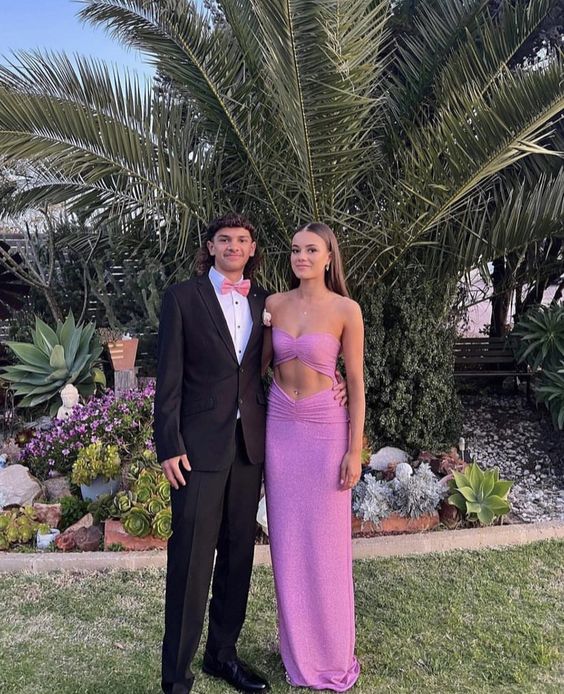 Sexy Sheath Strapless Pink Prom Dresses P1224