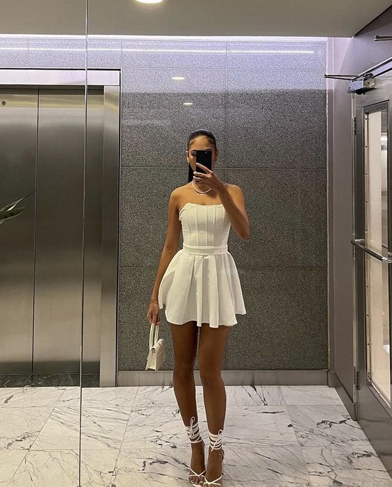 Simple A line Strapless 18th Birthday Dresses White Birthday Outfits P1276 - Same as Picture / US2 Simple A line Strapless 18th Birthday Dresses White Birthday Outfits P1276 - Same as Picture / US2
