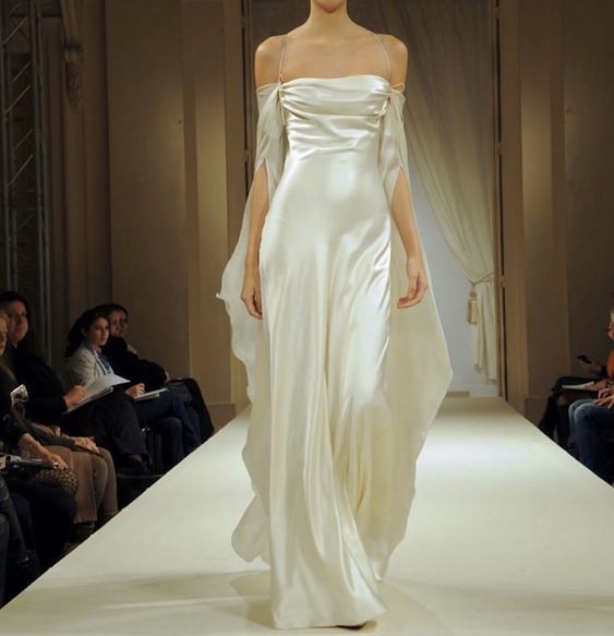 Silk Backless Wedding Dress Vintage A Line Strapless Long Sleeves