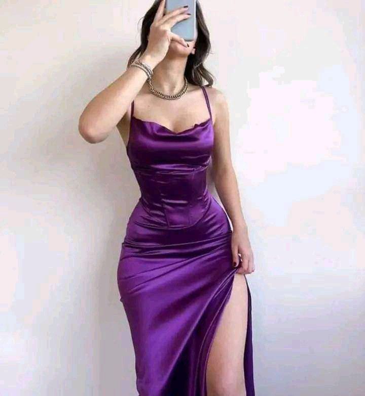Sexy Sheath Straps Grape Slit Long Prom Dresses P1355