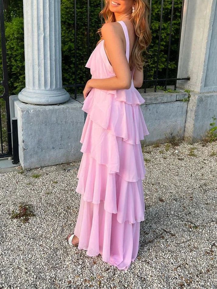 Classic Pink Prom Dresses Long Prom Gown 22th Birthday Outfit P1381