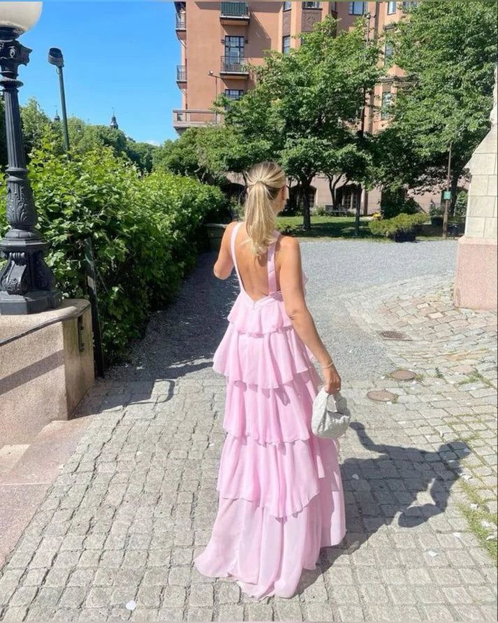 Classic Pink Prom Dresses Long Prom Gown 22th Birthday Outfit P1381