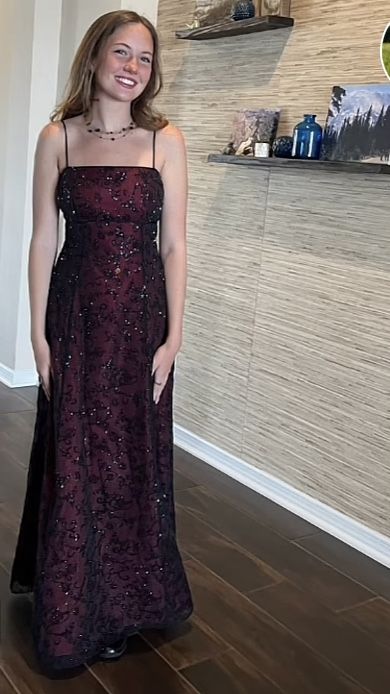 Vintage A line Spaghetti Straps Dark Burgundy Long Prom Dress P1440 - AS PHOTO / US2 Vintage A line Spaghetti Straps Dark Burgundy Long Prom Dress P1440 - AS PHOTO / US2