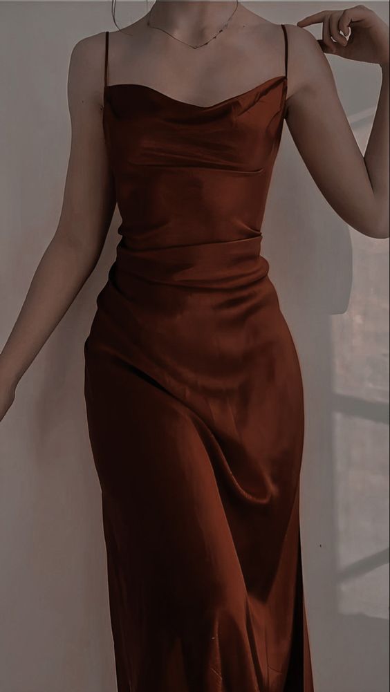 Simple Mermaid Spaghetti Straps Rust Red Long Prom Dress P1454
