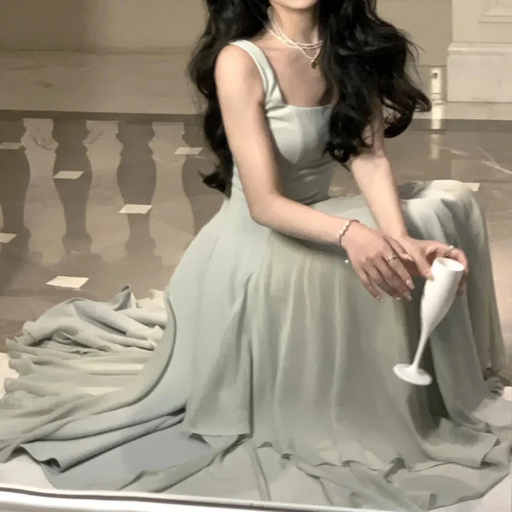 A Line Square Neck Prom Dress Elegant Evening Gown P1474