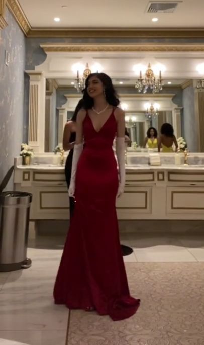 Sexy Mermaid Straps Floor Length Red Prom Dresses P1479
