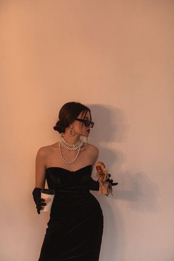 Sexy Sheath Strapless Neckline Long Black Prom Dress With Gloves P1564 - AS PHOTO / US2 Sexy Sheath Strapless Neckline Long Black Prom Dress With Gloves P1564 - AS PHOTO / US2