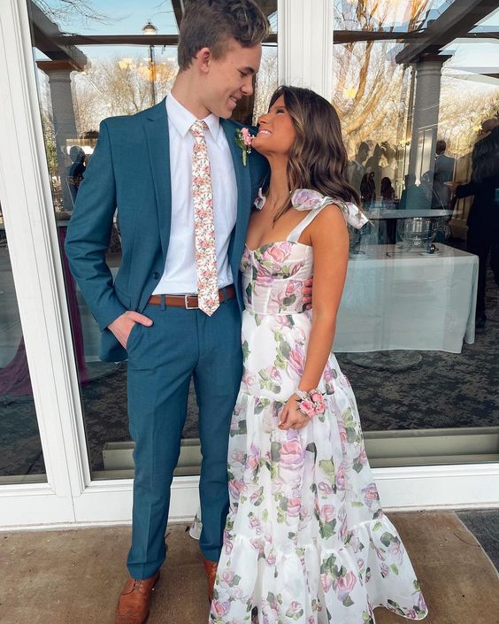 Sexy A line Long Floral Prom Dress Party Dresses P1592