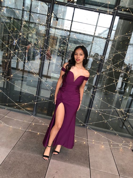 Sexy Mermaid Off The Shoulder Grape Slit Long Prom Dress P1645 PreppyDress Sexy Mermaid Off The Shoulder Grape Slit Long Prom Dress P1645 PreppyDress
