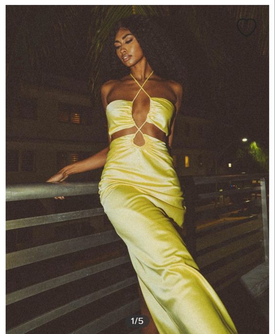 Sexy Mermaid Halter Yellow Prom Dress P1674