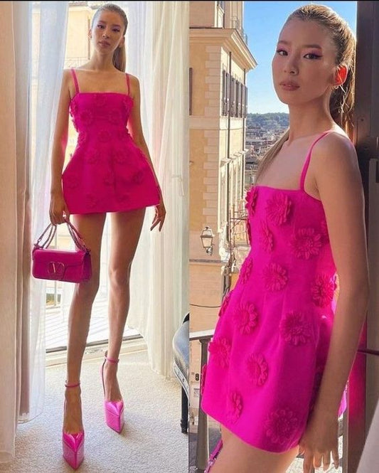 Simple A line Straps 18th Birthday Dresses Pink Birthday Outfits P1681