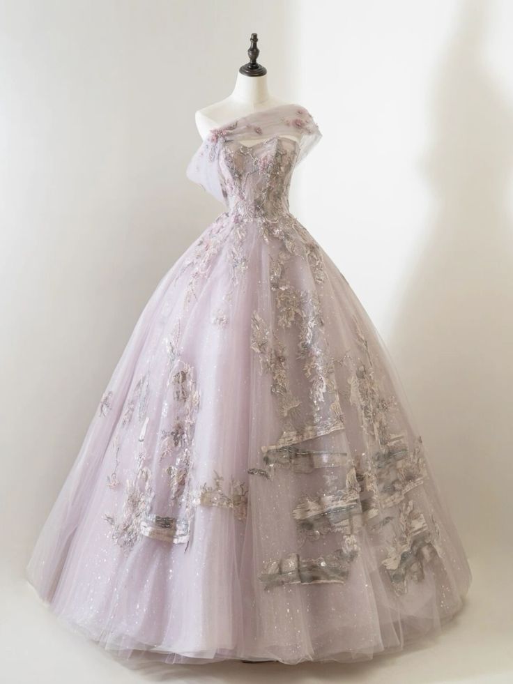 Ball Gown Strapless Tulle Lilac Sweet 16 Dresses P1728