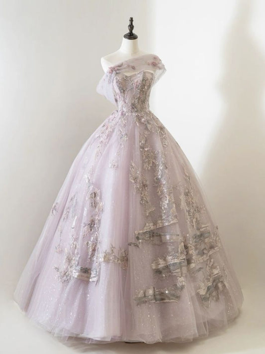 Ball Gown Strapless Tulle Lilac Sweet 16 Dresses P1728