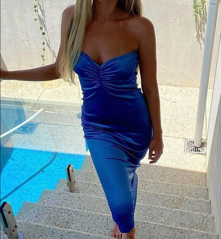 Simple Sheath Halter Champagne Long Prom Dresses P1796