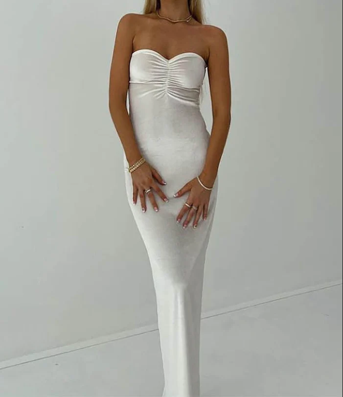 Simple Sheath Halter Champagne Long Prom Dresses P1796