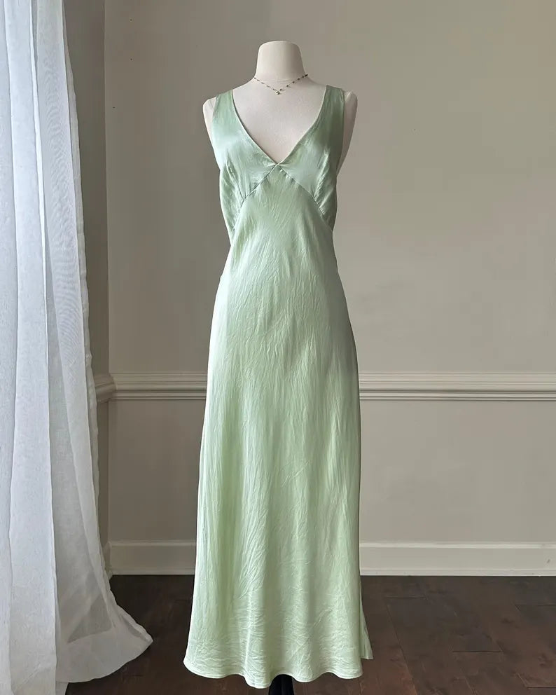 Simple A Line Straps Mint Green Long Prom Dresses P1800