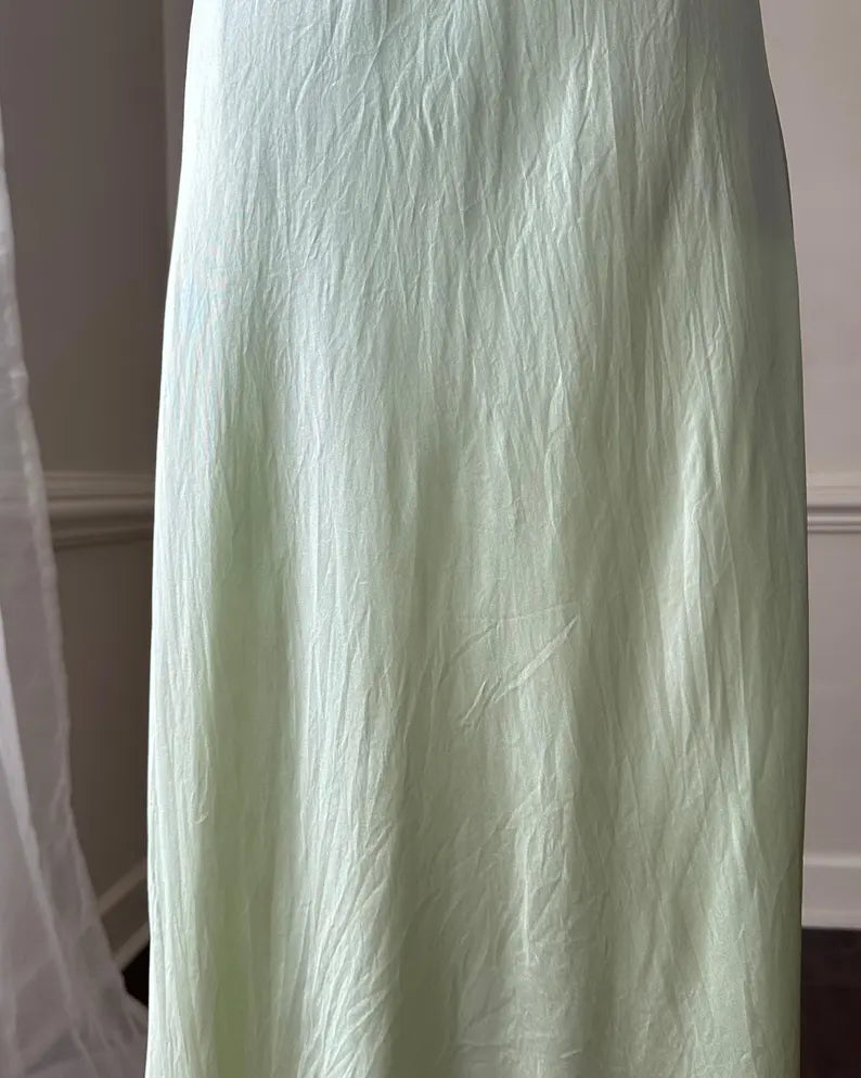 Simple A Line Straps Mint Green Long Prom Dresses P1800