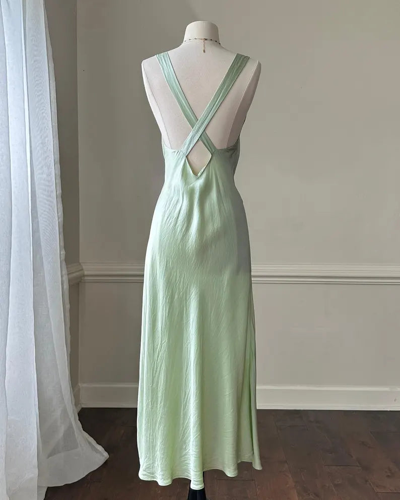 Simple A Line Straps Mint Green Long Prom Dresses P1800