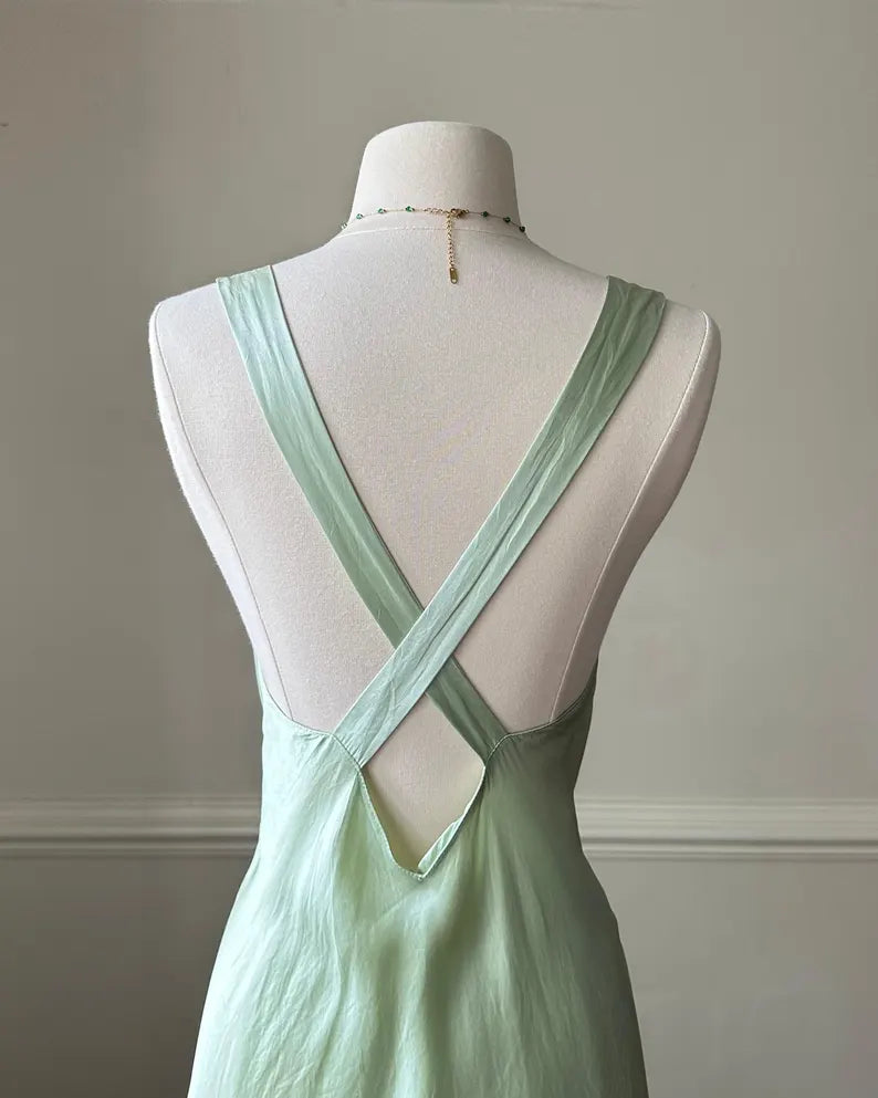 Simple A Line Straps Mint Green Long Prom Dresses P1800