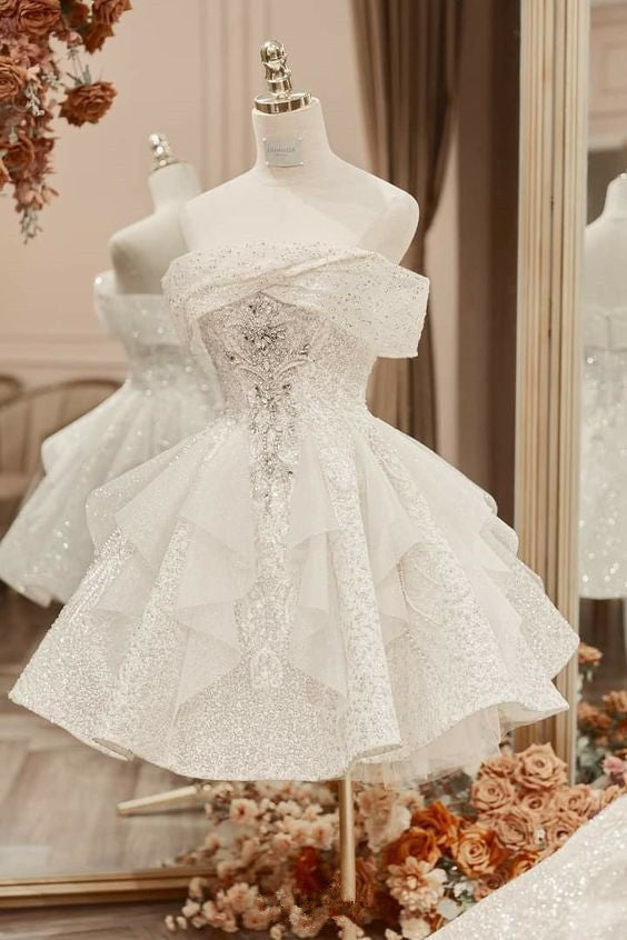 Sequin Dress White Cocktail Outfit Kelly Long Sleeve Sequin Mini