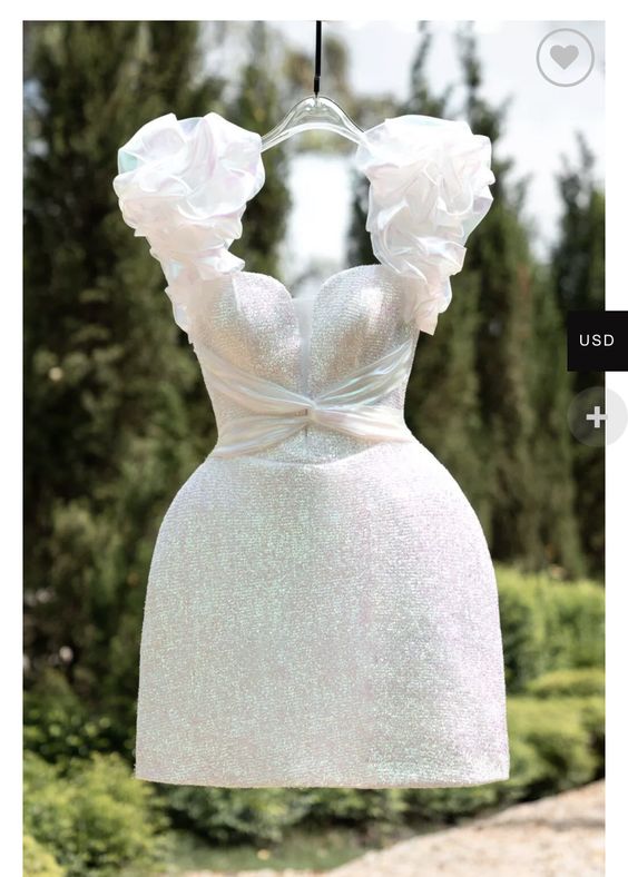 Sexy Sheath Straps White Sequin Homecoming Dress 16th Birthday Outfits P1840