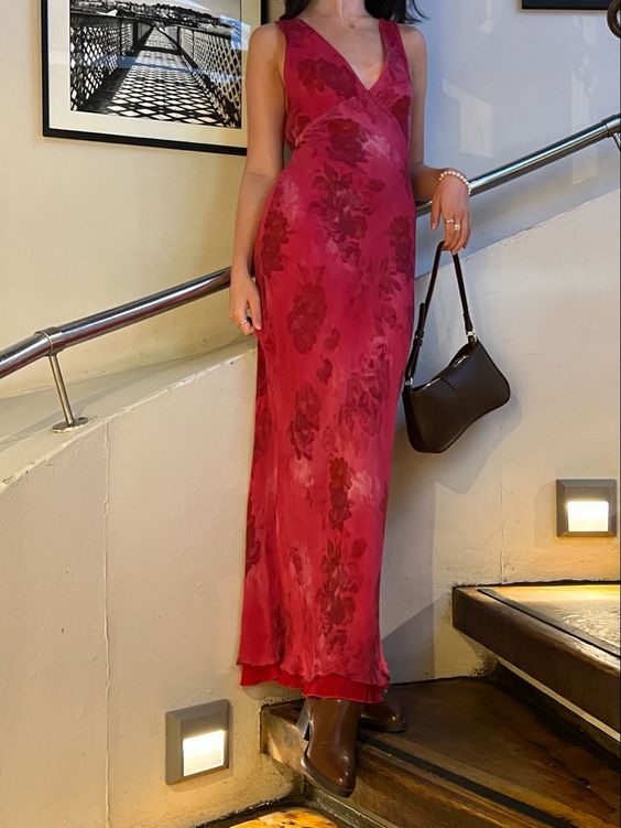 Beautiful Mermaid Prom Gown Red Floral Prom Dresses P1860