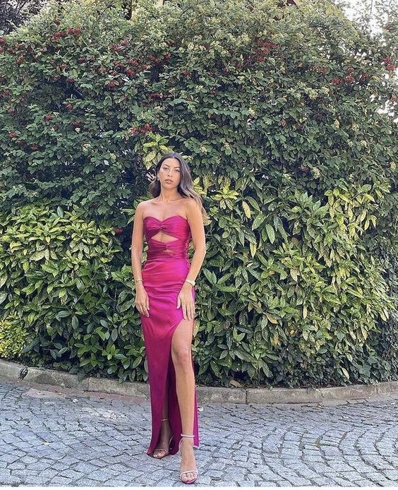 Beautiful Sheath Rose Pink Prom Gown Slit Prom Dresses P1862 PreppyDress Beautiful Sheath Rose Pink Prom Gown Slit Prom Dresses P1862 PreppyDress