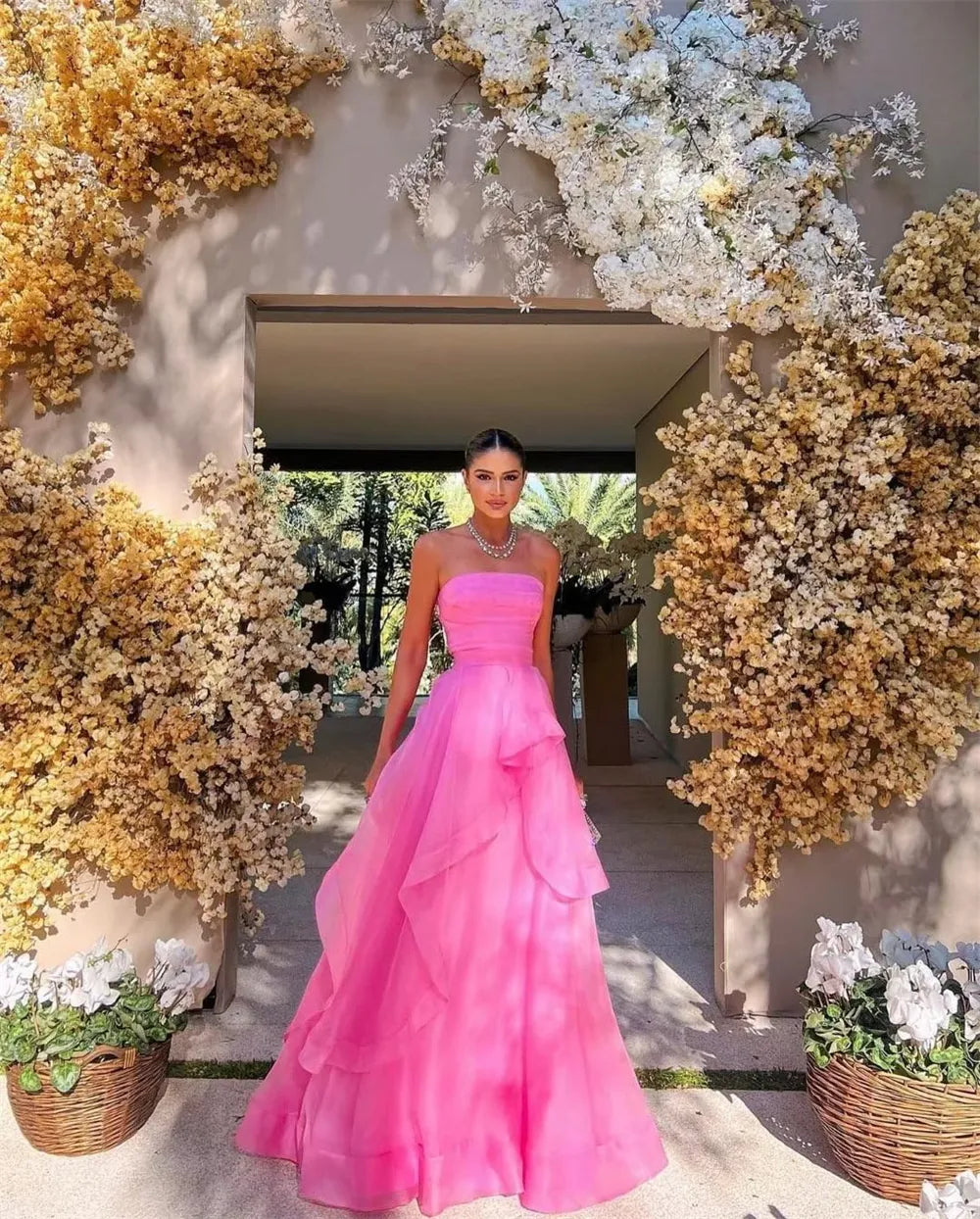 Gorgeous A line Strapless Pink Long Prom Dress P1882 PreppyDress Gorgeous A line Strapless Pink Long Prom Dress P1882 PreppyDress