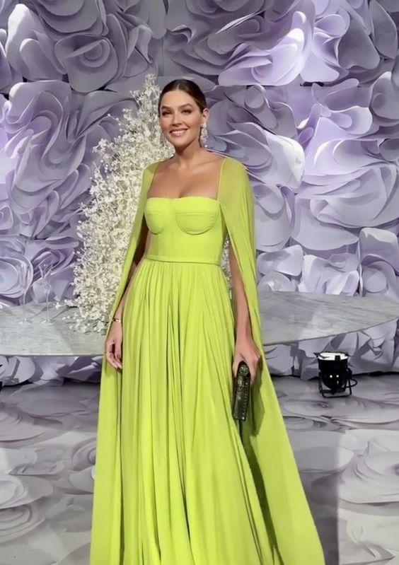 Gorgeous A line Floor Length Strapless Capes Chiffon with Ruched Prom Dress P1884